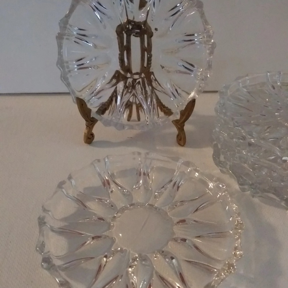 Clear Glass Sunburst Coasters - Set of 6